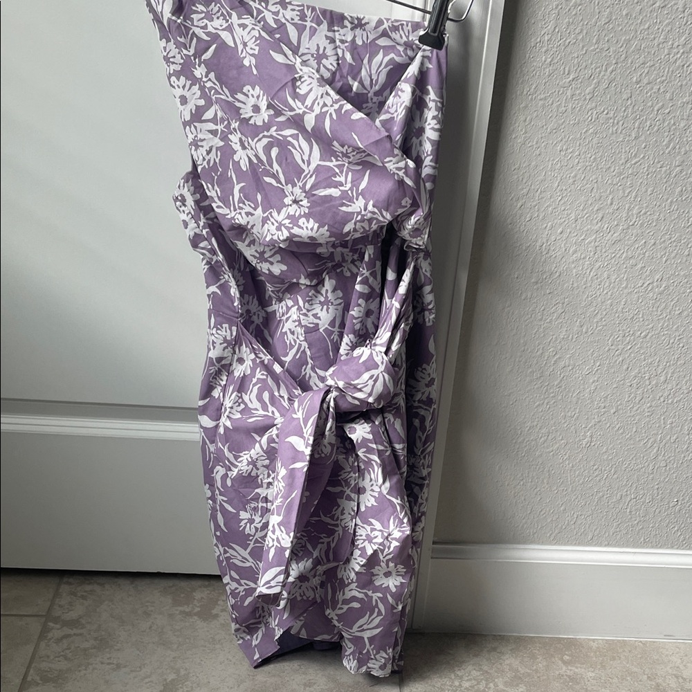 Floral One Shoulder Dress in Purple and White